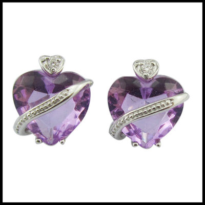 Boucles d'oreilles en pierre précieuse en forme de cœur en rhodium Lapis Lazuli Cube Zirconia Casual / Style de fête