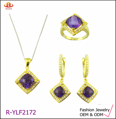 AAA CZ ensemble de clochettes pendentifs argent sterling collier en rhodium plaqué ensemble de bijoux classiques