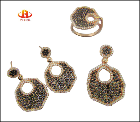 AAA CZ ensemble de clochettes pendentifs argent sterling collier en rhodium plaqué ensemble de bijoux classiques