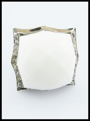 Anneaux en argent sterling de forme irrégulière agate blanche pour femmes Anneaux en argent sterling avec pierres
