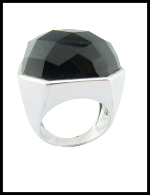 Anneaux d'argent blanc noir d'agate pour femmes Anneaux de pouce en argent sterling Anneaux d'argent sterling uniques