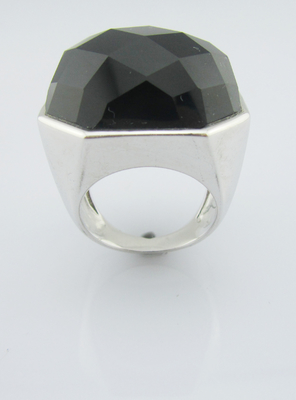Anneaux d'argent blanc noir d'agate pour femmes Anneaux de pouce en argent sterling Anneaux d'argent sterling uniques