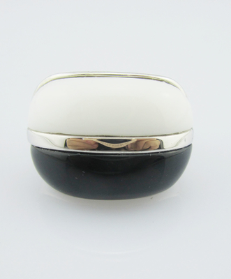 Anneaux de pierres précieuses en argent ovale 925 pour les célébrations occasionnelles et d'anniversaire Agate noir et blanc Agate Sterling Anneaux en argent