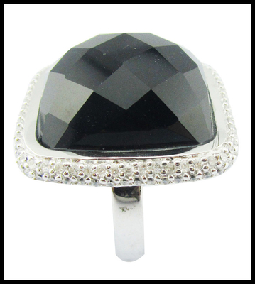925 Anneaux en argent sterling avec des pierres précieuses d'agate noir Anneaux en argent sterling Anneaux d'amour en argent