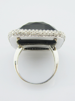 925 Anneaux en argent sterling avec des pierres précieuses d'agate noir Anneaux en argent sterling Anneaux d'amour en argent