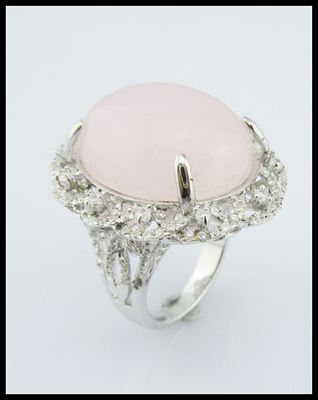 Anneaux de quartz rose argenté 925 artisanal avec 5 ~ 8g de poids d'argent Anneaux à double usage Anneaux de fleurs d'argent sterling Unique
