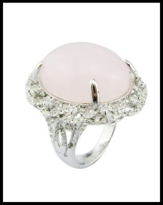 Anneaux de quartz rose argenté 925 artisanal avec 5 ~ 8g de poids d'argent Anneaux à double usage Anneaux de fleurs d'argent sterling Unique