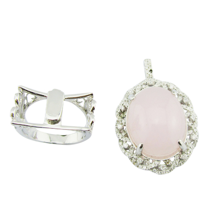 Anneaux de quartz rose argenté 925 artisanal avec 5 ~ 8g de poids d'argent Anneaux à double usage Anneaux de fleurs d'argent sterling Unique