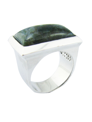 Rings de pierre précieuse rondes en argent sterling 925 avec jade vert Rings de fiançailles en argent sterling Rings en argent sterling gros