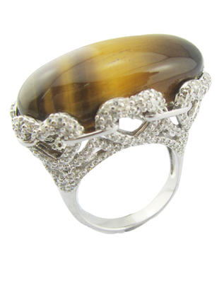 Année éblouissante pierre précieuse Anneaux en argent sterling Oeil de tigre pierre sterling bande d'argent sterling Anneau sterling argent unique