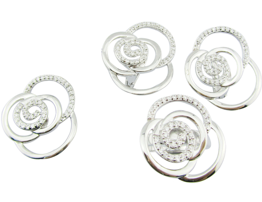 Jeux de bijoux en argent plat 925 au rhodium avec 7 anneaux de taille US