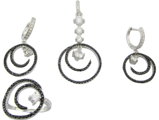 Jeux de bijoux en argent plat 925 au rhodium avec 7 anneaux de taille US