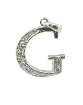 G Lettres 1.25mm/1.5mm Pierres 925 Argent CZ Pendentif Abordable et élégant pendentif argent sterling diamant alphabet