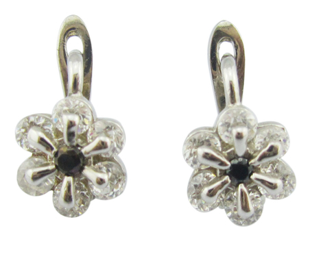 Cz Stone Taille 1.0-1.25mm Cube Zirconia sans nickel 925 Boucles d'oreilles en argent avec fleur de design Boucle d'oreille en argent sterling rose