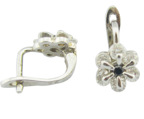Cz Stone Taille 1.0-1.25mm Cube Zirconia sans nickel 925 Boucles d'oreilles en argent avec fleur de design Boucle d'oreille en argent sterling rose