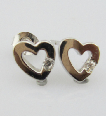 Boucle d'oreille de cœur bijoux de type décoratif bijoux en argent argent sterling boucles d'oreilles avec CZ femme boucle d'oreille en argent mignon