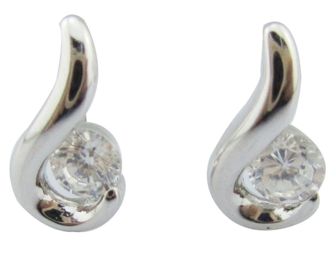 Swirl Argent Blanc de pierre Couleur 925 Sterling Boucles d'oreilles Cubique Zirconia Petit Swirl Boucles d'oreilles à poteaux en argent Boucle d'oreille pure