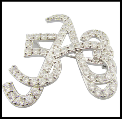 Intricate classique 925 argent CZ broche ronde Pour anniversaire réunion d'affaires Cz broche jolie boîte cadeau