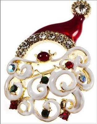 Broche de Noël CZ / 925 en argent en forme ronde rouge CZ broche à épingle pour cadeaux d'anniversaire Joyeux Noël