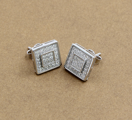 AAA CZ Solitaire Stud Boucles d'oreilles en argent sterling pour les bijoux