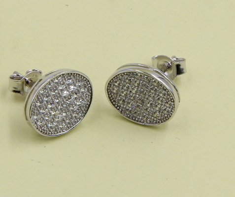 2-5g Ovale 925 Argent Cube Zirconia Stud Boucles d'oreilles pour bijoux Fabrication de boucles d'oreilles en zirconie cube en argent sterling mignon