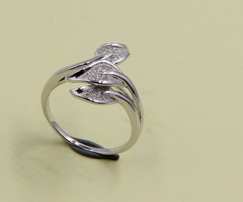 925 argent sterling ensemble de pavées en zirconium cube Anneaux pour femmes Anneaux de fiançailles en argent feuille Anneaux en argent feuille AAA pierre