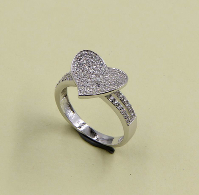 Anneaux de cœur élégants 925 Sterling Anneaux en argent avec AAA CZ Pave en forme de cœur ovale rond et de marquise