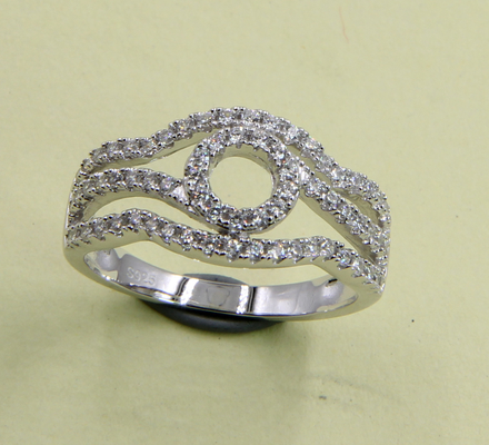 Anneaux en argent sterling Petite Prong Pave CZ Poire Coeur Chevron Ovale Ronde Mauvais œil Sterling Argent Rose Anneau Sterling