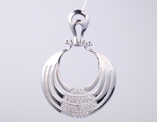 18K JAUNE Or Unique 925 Argent Pendentif Géométrique Décoré Avec Des Anneaux De Pierres Chères D'Argent De Zircon Personnalisable Accessoire