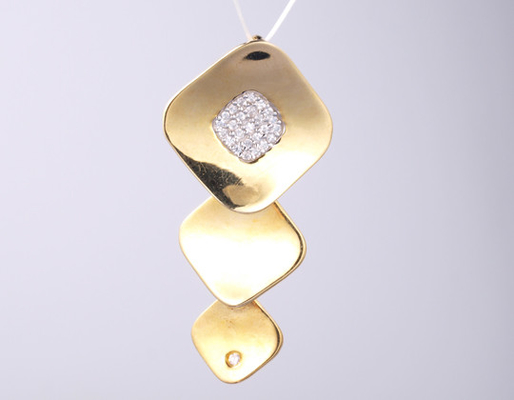18 carats d'or géométrique 925 argent sterling pendentif unisexe pendentif coussin avec chaîne collection élégante