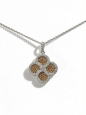 2026 été chaud 925 pendentif argenté CZ avec champagne noir blanc AAA CZ pierres de chance pendentif en forme de fleur bijoux rhodium plaqué pour la prospérité longévité bijoux