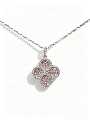 2026 été chaud 925 pendentif argenté CZ avec pêche rose blanc AAA pierres CZ porte-bonheur pendentif en forme de fleur bijoux rhodium plaqué pour la prospérité longévité bijoux