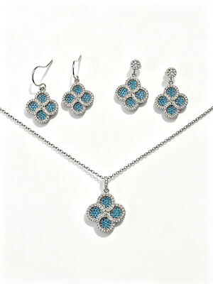 Meilleur pour la Coupe du monde de 2026 Poids léger Beau ensemble de bijoux en argent 925 avec AAA Cube Zirconia Décheau pendentif Boucles d'oreilles et bague pour mariage et cadeaux, ensemble de bijoux colorés en aquamarin Same Colleciton