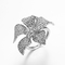 Double-fleur d'anneaux de Sterling Silver CZ de la bague de fiançailles 925 de fleur
