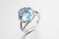 3.8g Sapphire Stone Silver Ring Band bleue D.C.A. CZ pour les femmes