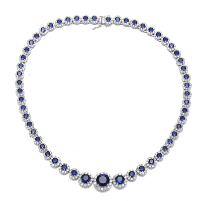 Collier de pierre précieuse de luxe de rubis de qualité A Collier de pierre précieuse de zirconium cubique de 925 Sterling Silver Collier d'argent sterling