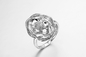 « Double fleur de l'amour » 925 anneaux Pinky Promise Ring de Sterling Silver CZ