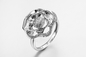 « Double fleur de l'amour » 925 anneaux Pinky Promise Ring de Sterling Silver CZ