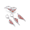 La CZ blanche Ruby Dangle Earrings Sterling Silver rouge Wing Shaped