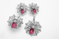Sterling Silver Spider Web Pendant Ruby Swarovski Gemstone Necklace rouge