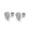 boucles d'oreille nuptiales de déclaration CZ coeur argenté de boucles d'oreille de 1.57g 925 de double