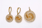 L'or en spirale d'AAA+ CZ 925 Sterling Silver Bridal Sets Circular a plaqué les boucles d'oreille argentées