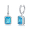 925 allergiques diaphanes de rectangle de Sterling Silver Gemstone Earrings Rounded anti