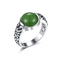 La guérison lapide 925 anneaux argentés de pierre gemme 9x12mm Jade Carved Ring Band blanche ovale