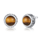 Le rhodium a plaqué 925 Sterling Silver Gemstone Earrings Round Tiger Stone Earrings