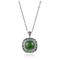 vert pendant Jade Pendant de coussin de la chaîne 14x14mm de perle de la pierre gemme 9.48g 925 argentée