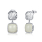 style minimaliste argenté de Jade Stud Earrings 925 blancs de coussin de 10x10mm