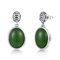 Jade de vert d'ovale de Sterling Silver Gemstone Earrings 10x13mm de la pierre porte-bonheur 925 de décembre