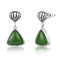 Cabochon 925 jade de vert de rectangle de Sterling Silver Gemstone Earrings 7x12mm