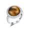 925 Sterling Silver Gemstone Bracelet Rhodium ont plaqué Tiger Eye Stone Bracelet